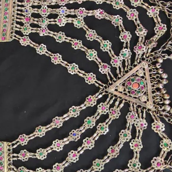 Vintage Afghan Kuchi Necklace, Afghan Bib Necklace, Kuchi Jewelry,Bib Necklace - Picture 4 of 7